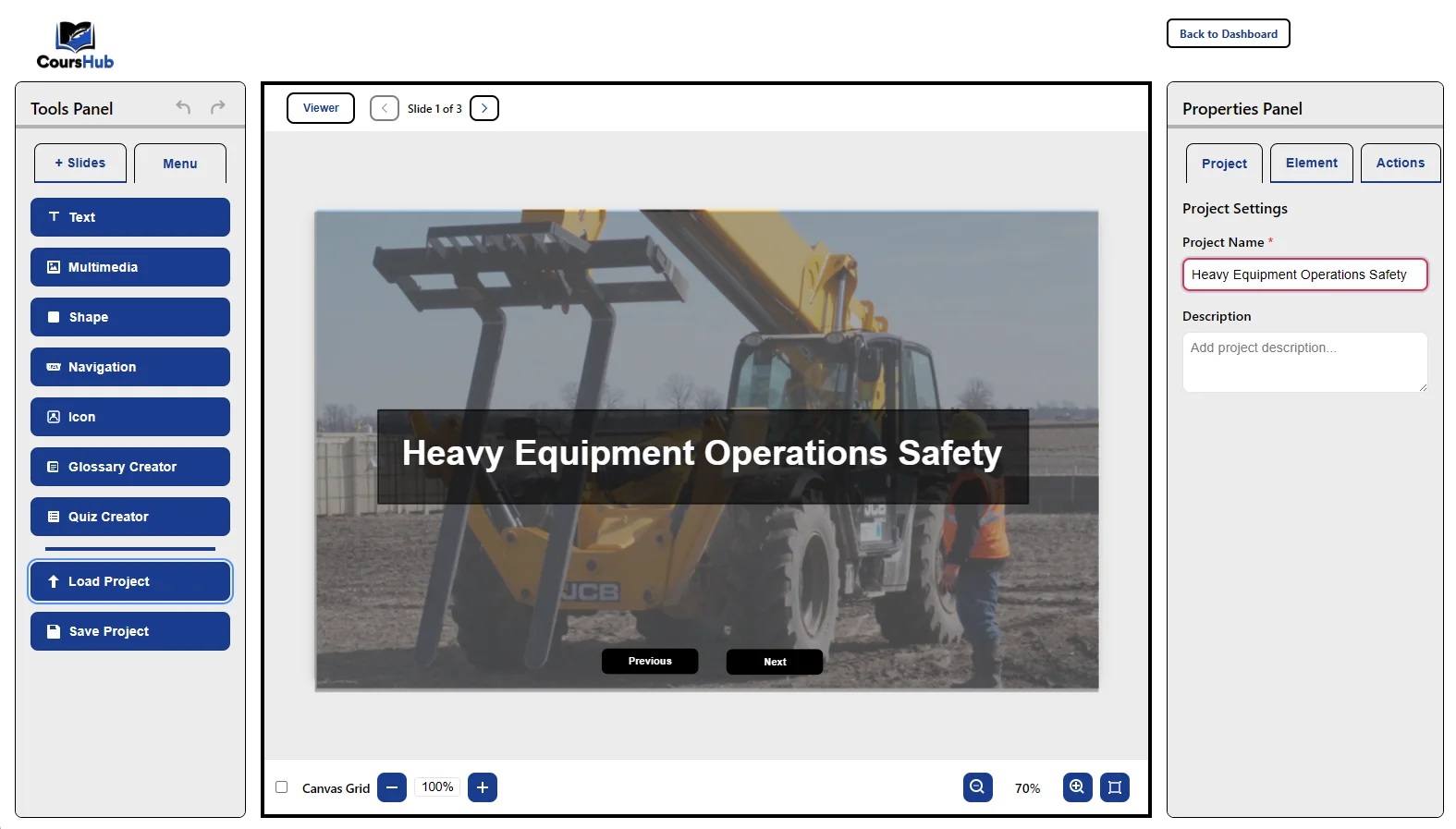 CoursHub Creator Interface - Easy-to-use course builder